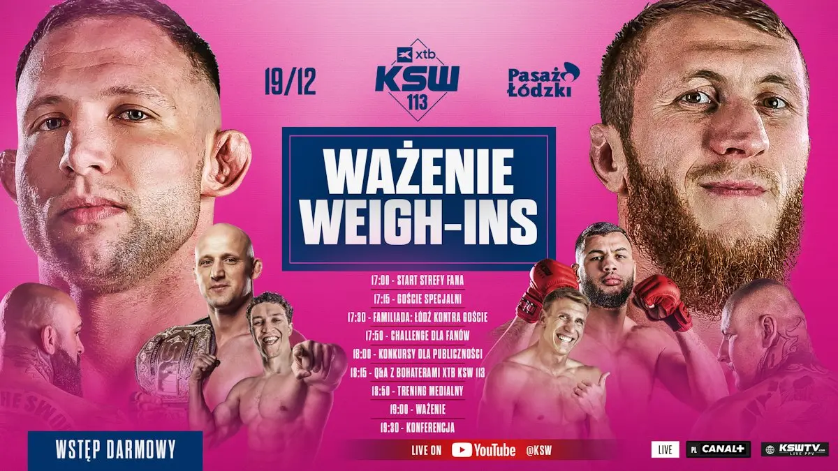 Wyniki porannego ważenia przed galą XTB KSW 113 w Łodzi