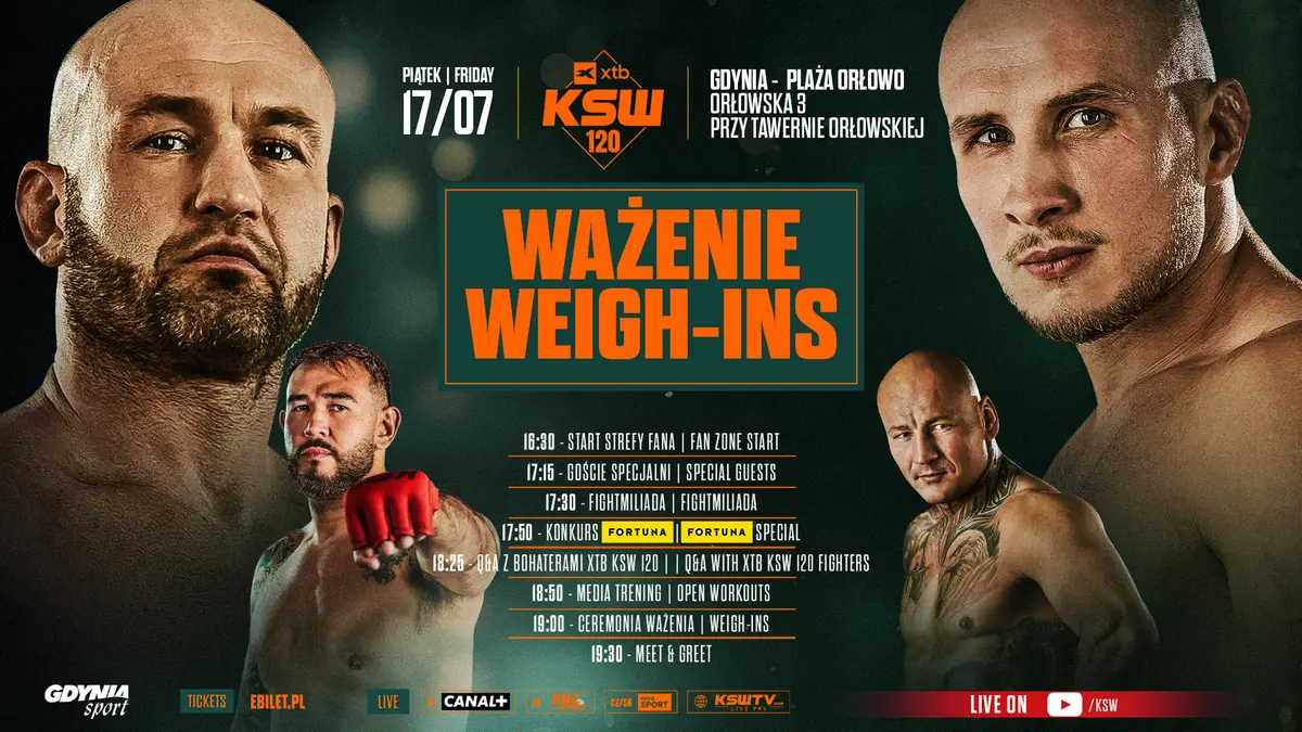 Wyniki porannego ważenia przed galą XTB KSW 120 w Gdyni